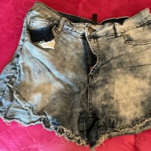 Crazy Train Acid Wash Jean Shorts